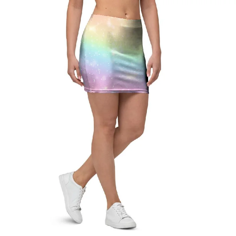 Psychedelic Trippy Holographic Mini Skirt