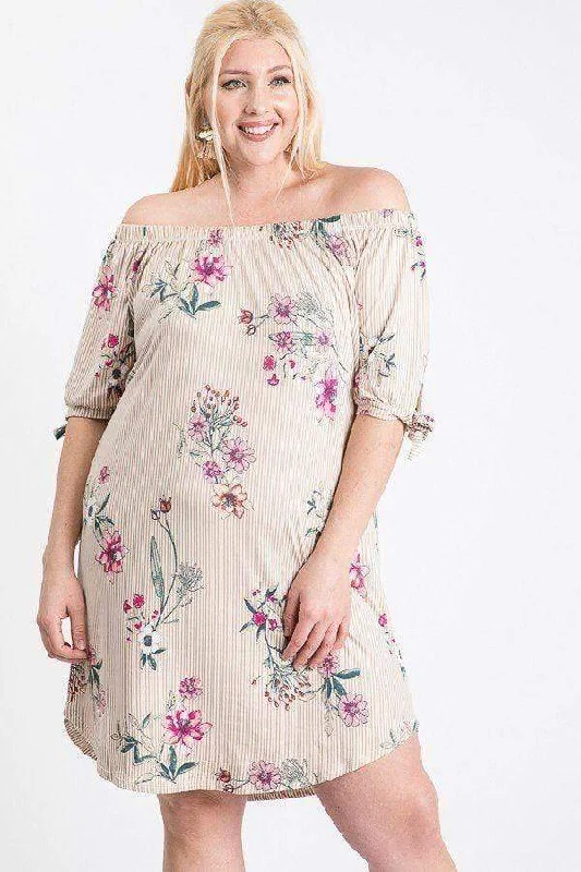 Plus Size Off Shoulder Round Hem Dress